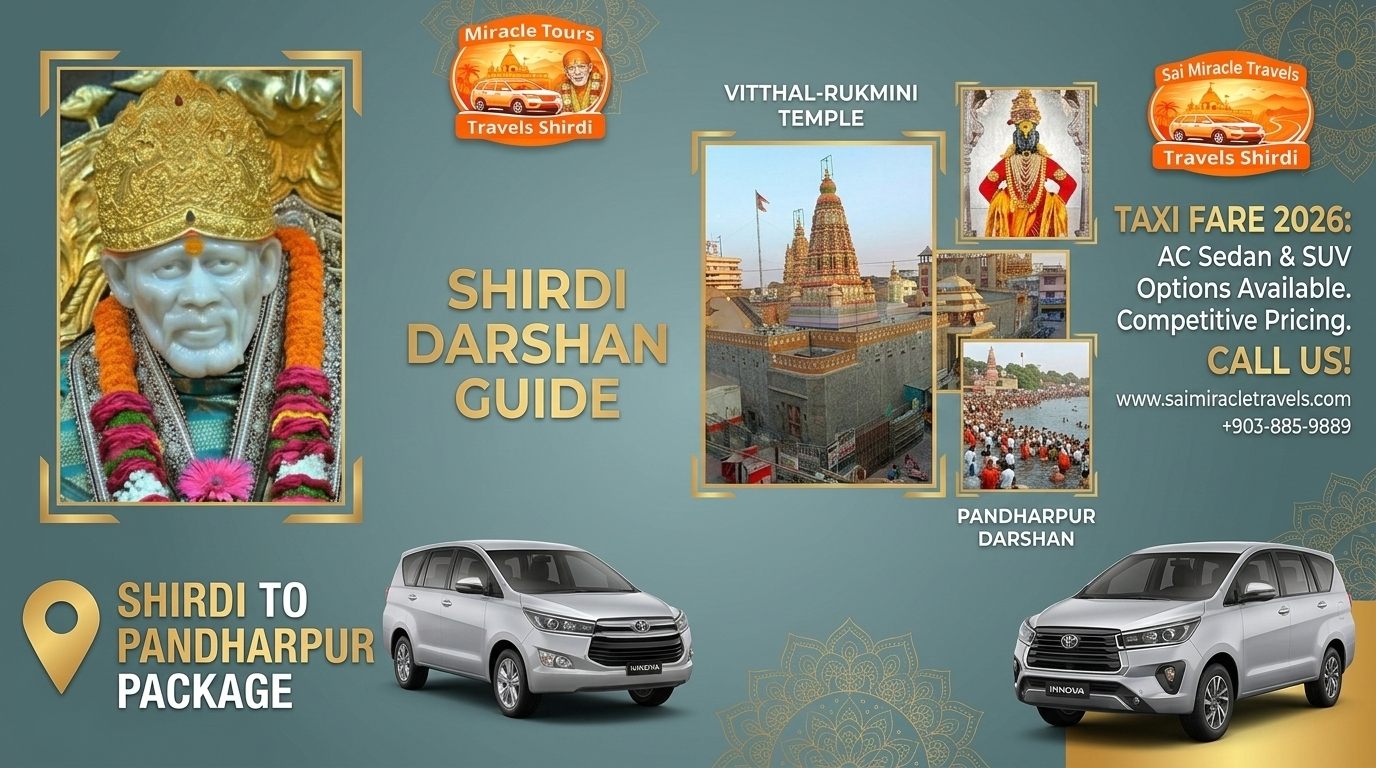 Shirdi to Pandharpur Taxi Darshan Package Sai Miracle